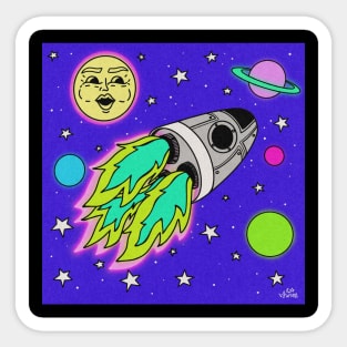 Retro Spaceship Sticker